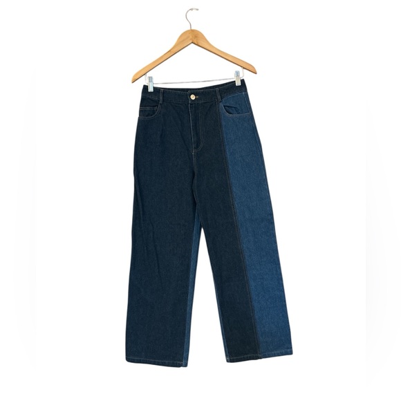 Sugar Cilantro Colorblock Two Tone Dark Medium Wash Straight Size 28 - Picture 2 of 10